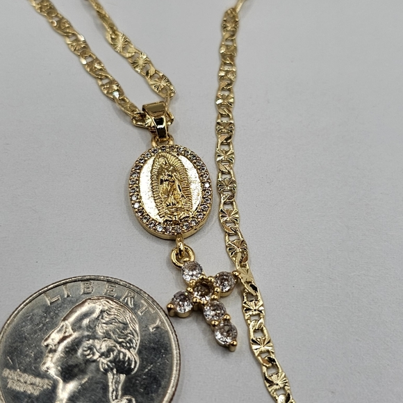 VIRGIN MARY with cross regular chain clear stones - Picture 3 of 5